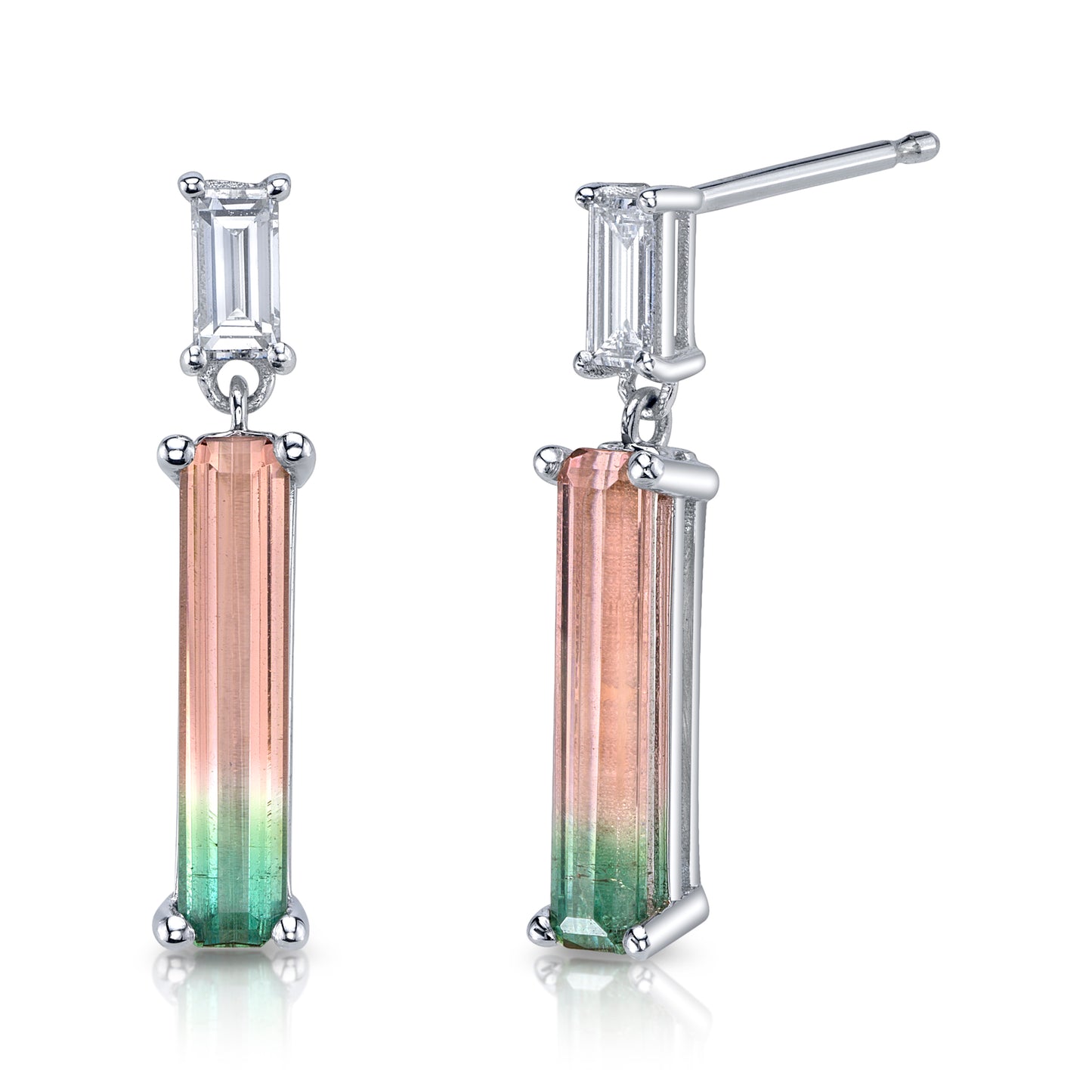 Untreated Brazilian Watermelon Tourmaline Dangle Earrings