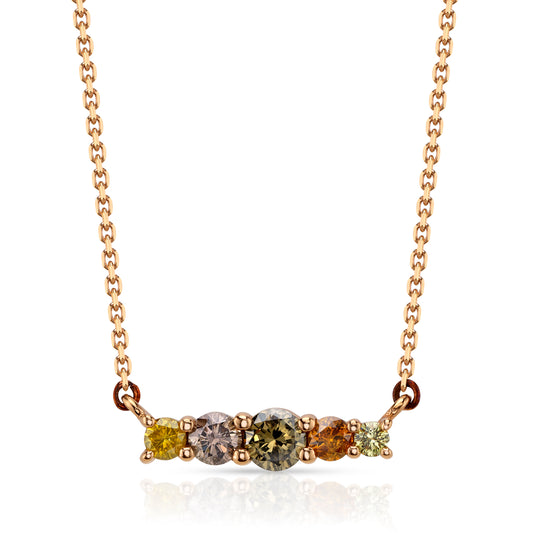 Natural Fancy Color Diamond Bar Necklace
