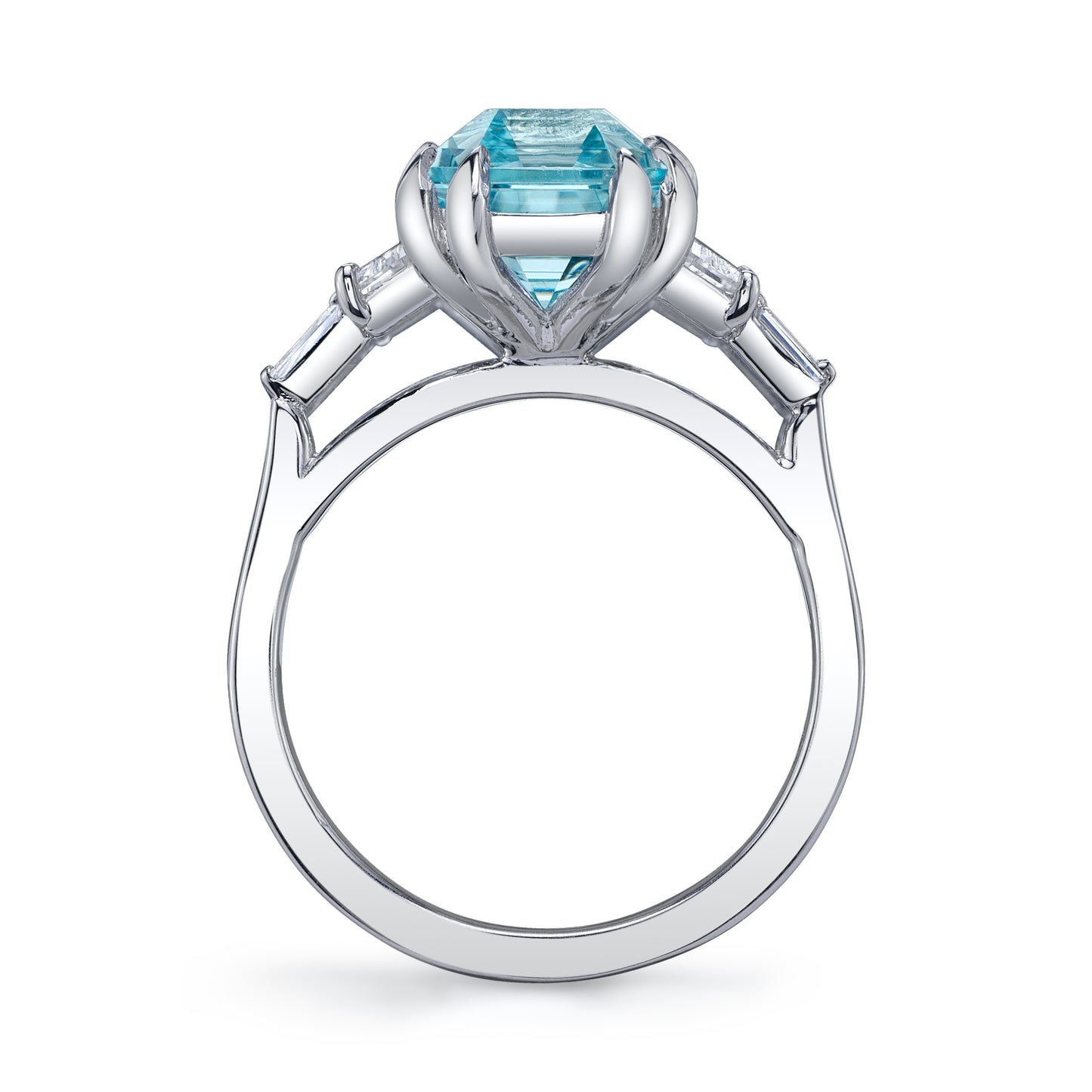 No Heat Nigerian Aquamarine Emerald Cut Ring