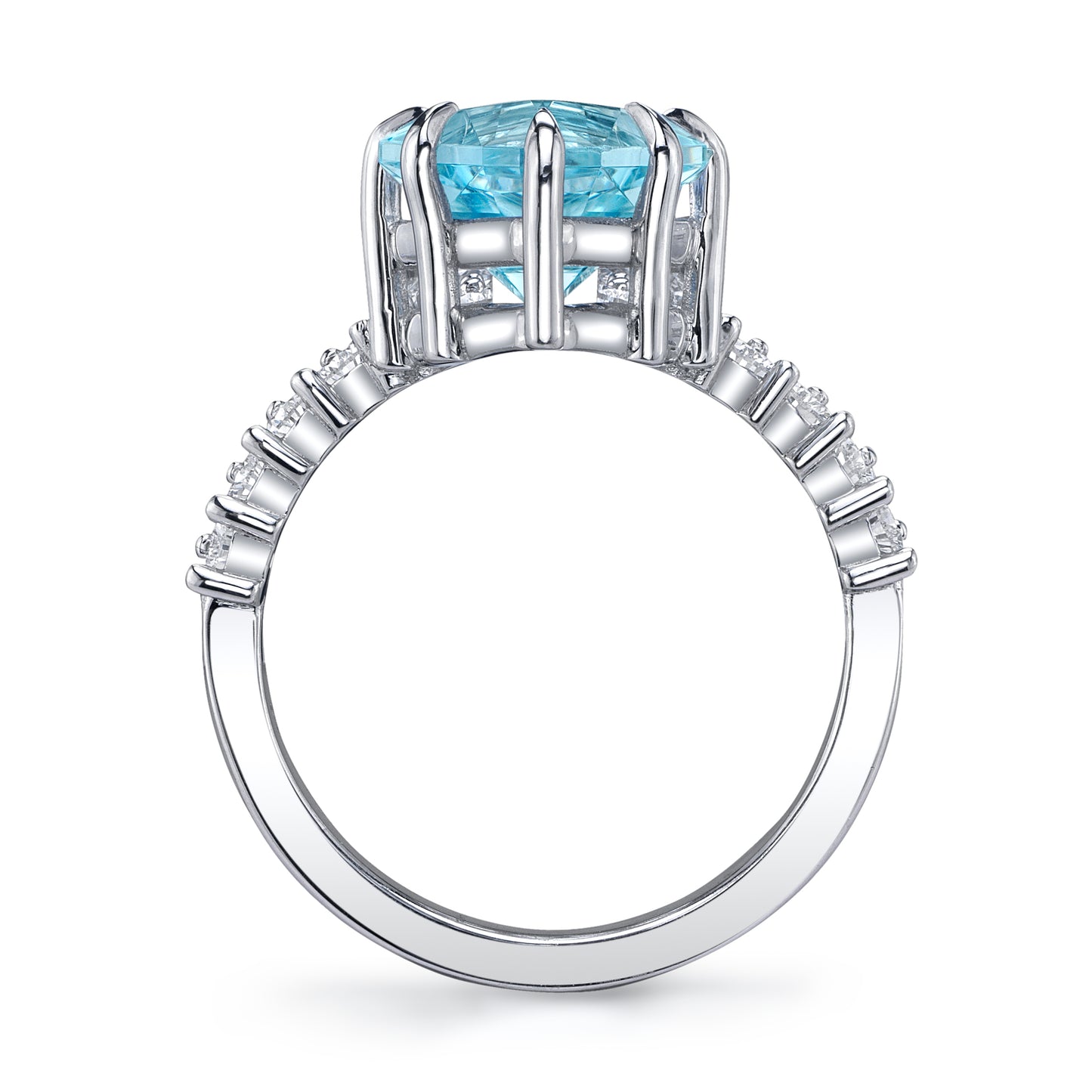 No Heat Brazilian Aquamarine Offset Ring