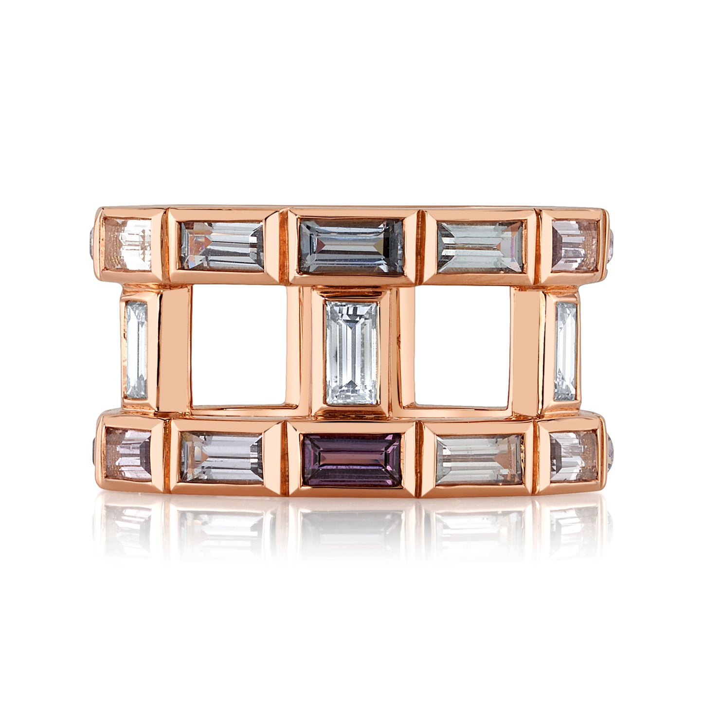 Untreated Multicolor Spinel Baguette Ring