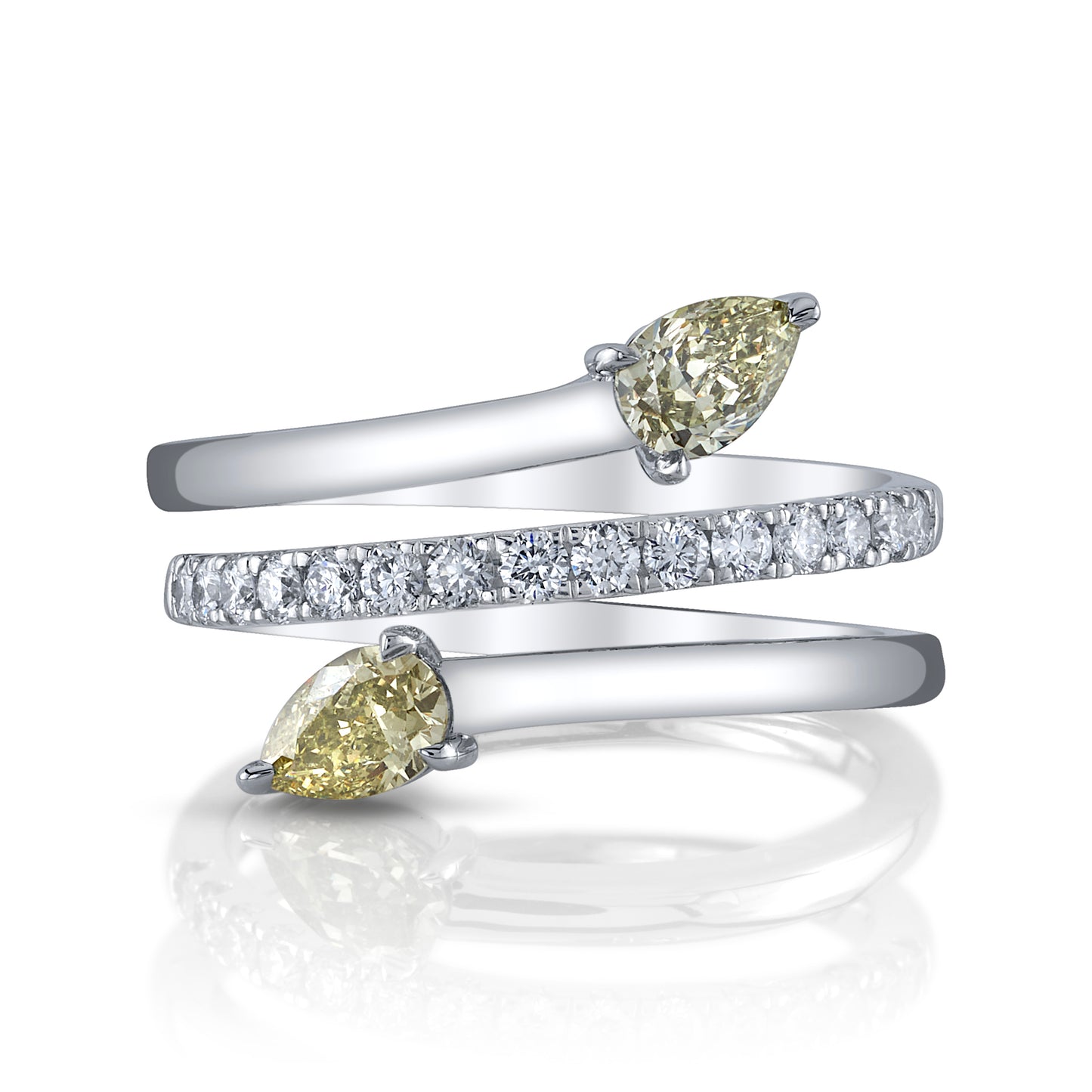 Natural Green Diamonds Bypass Ring