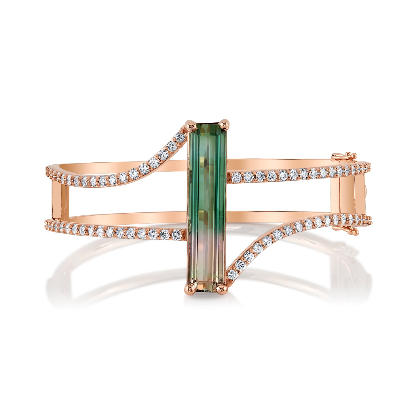 *Award Winning* Untreated African Bi-Color Tourmaline Bangle Cuff Hinged