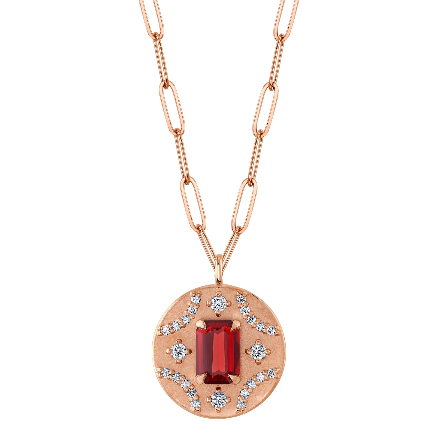 Untreated Red Spinel & Diamond Medallion Necklace