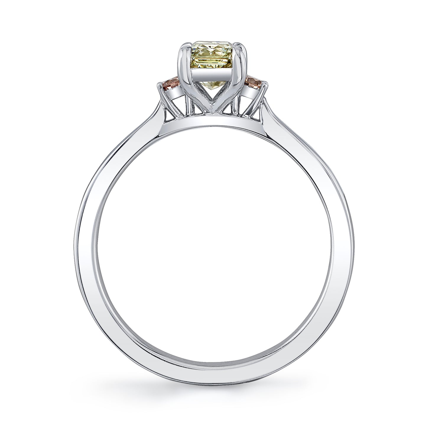 GIA Fancy Greyish Yellowish Green VS2 Diamond Three Stone Ring