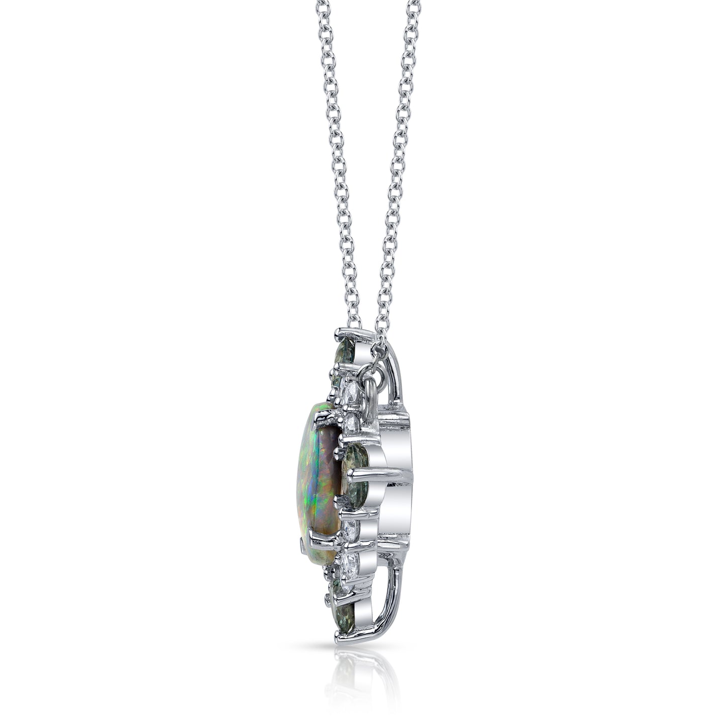 Natural Australian Opal Halo Necklace