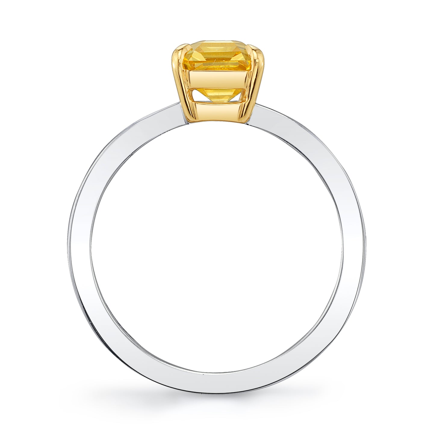 No Heat Yellow Sapphire Ring with Baguette Diamonds