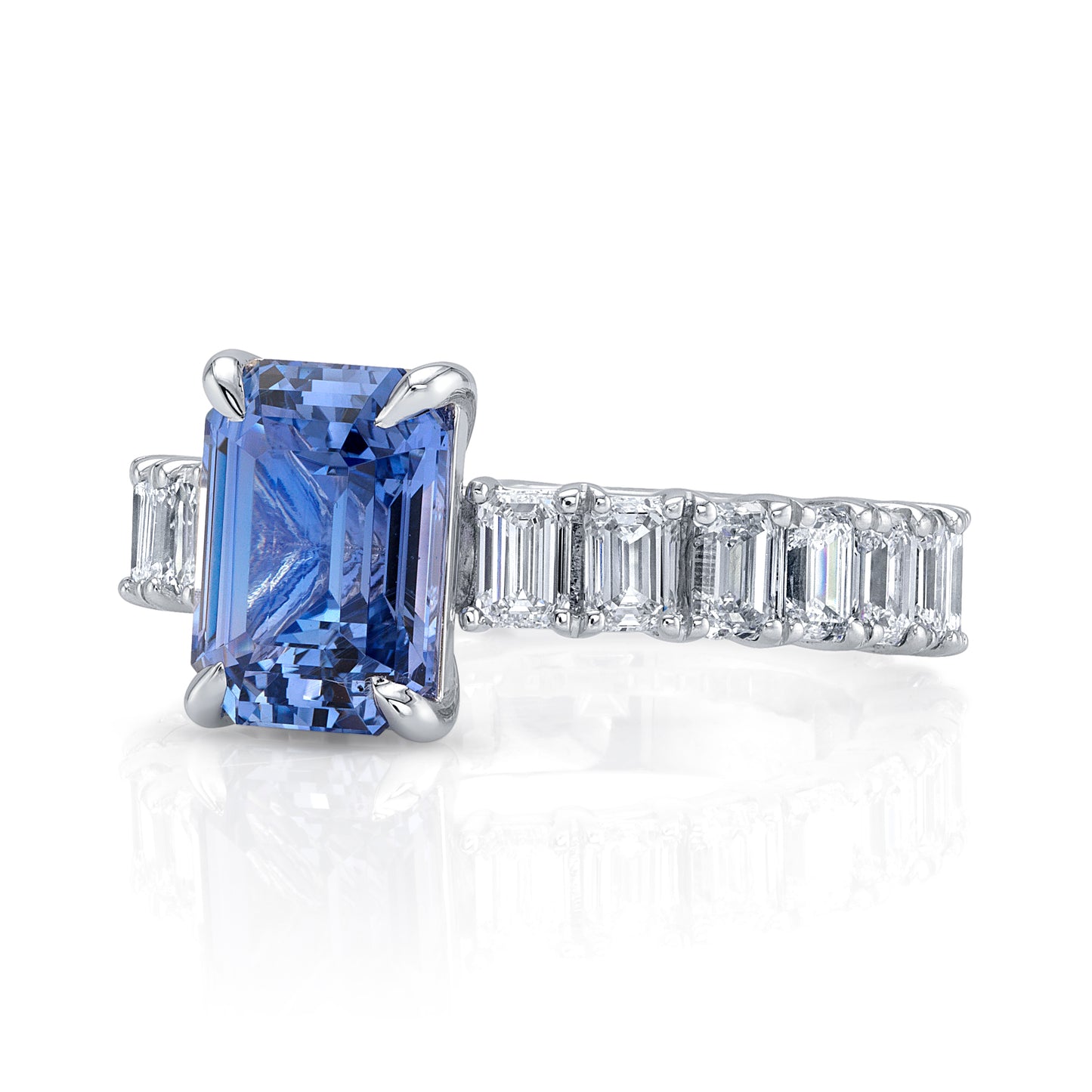 GIA No Heat Emerald Cut Sapphire Ring