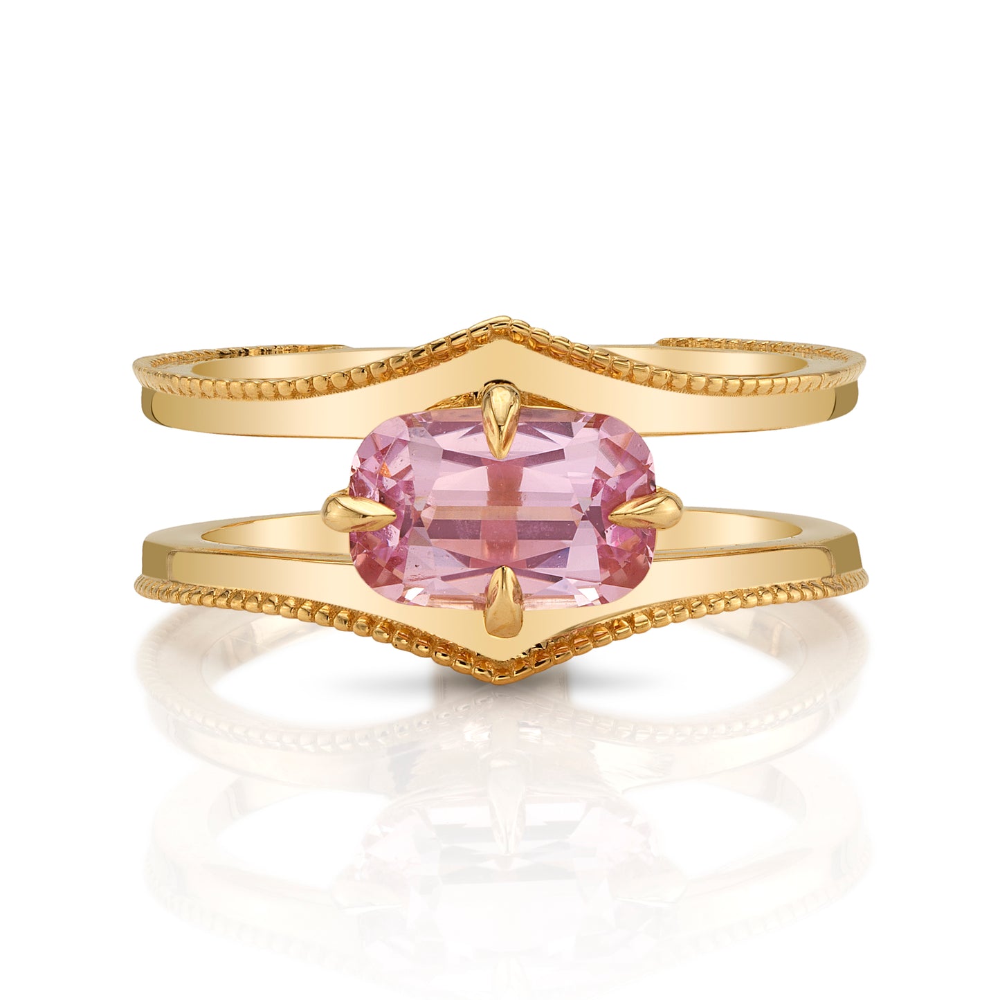 GIA No Heat Elongated Cushion Pink Sapphire Ring