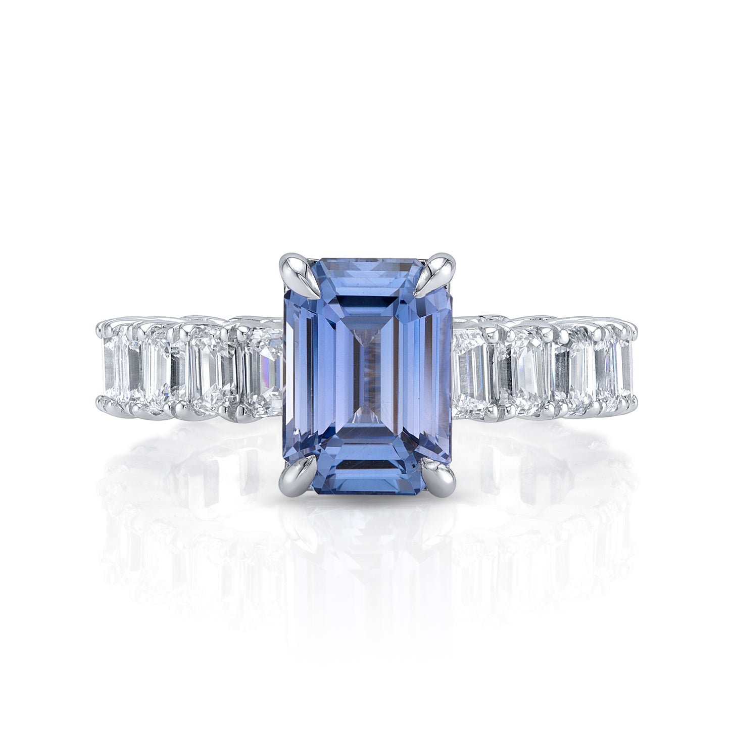 GIA No Heat Emerald Cut Sapphire Ring