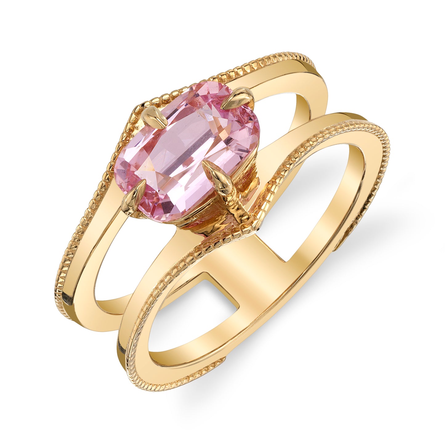 GIA No Heat Elongated Cushion Pink Sapphire Ring