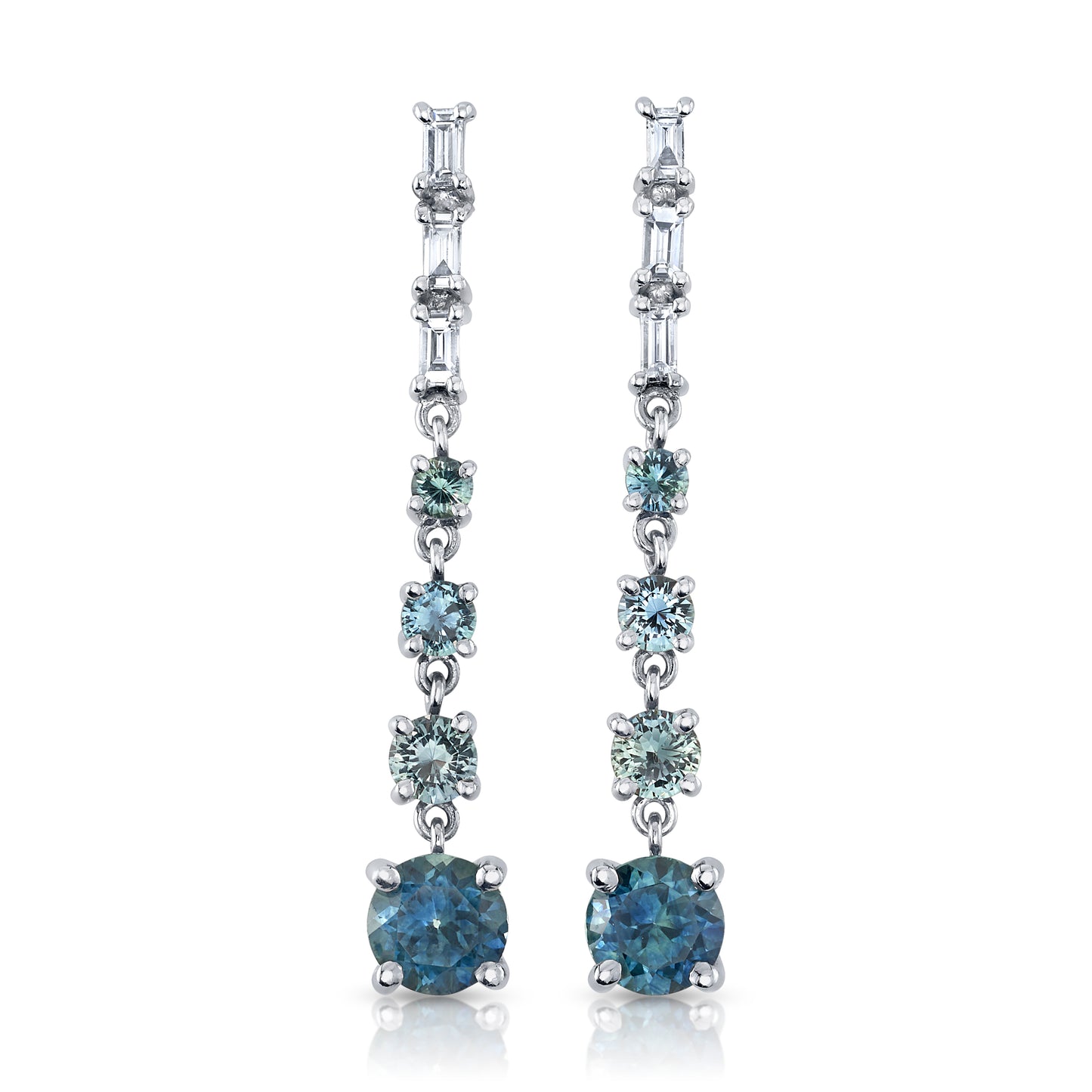 Teal Gradient Sapphire Dangle Earrings