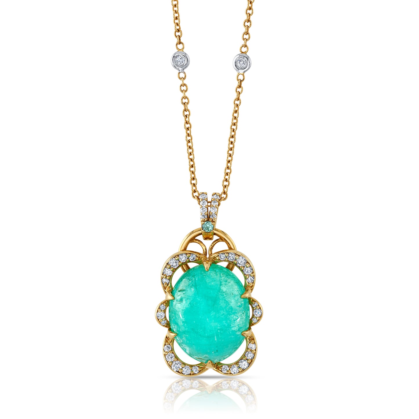 Paraiba Tourmaline Cabochon Pendant Necklace