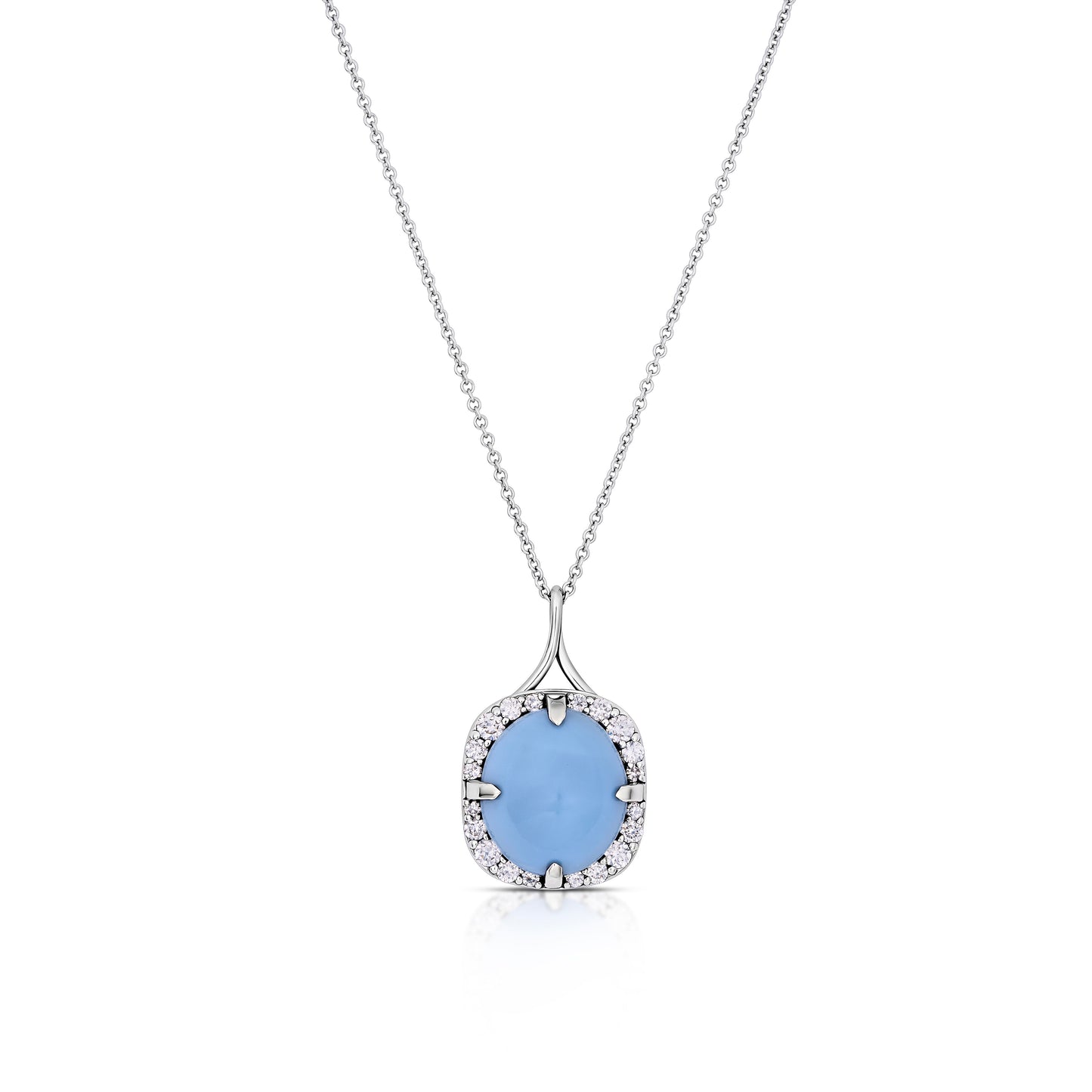 18k White Gold ‘Denim’ Yemen Opal Pendant Necklace