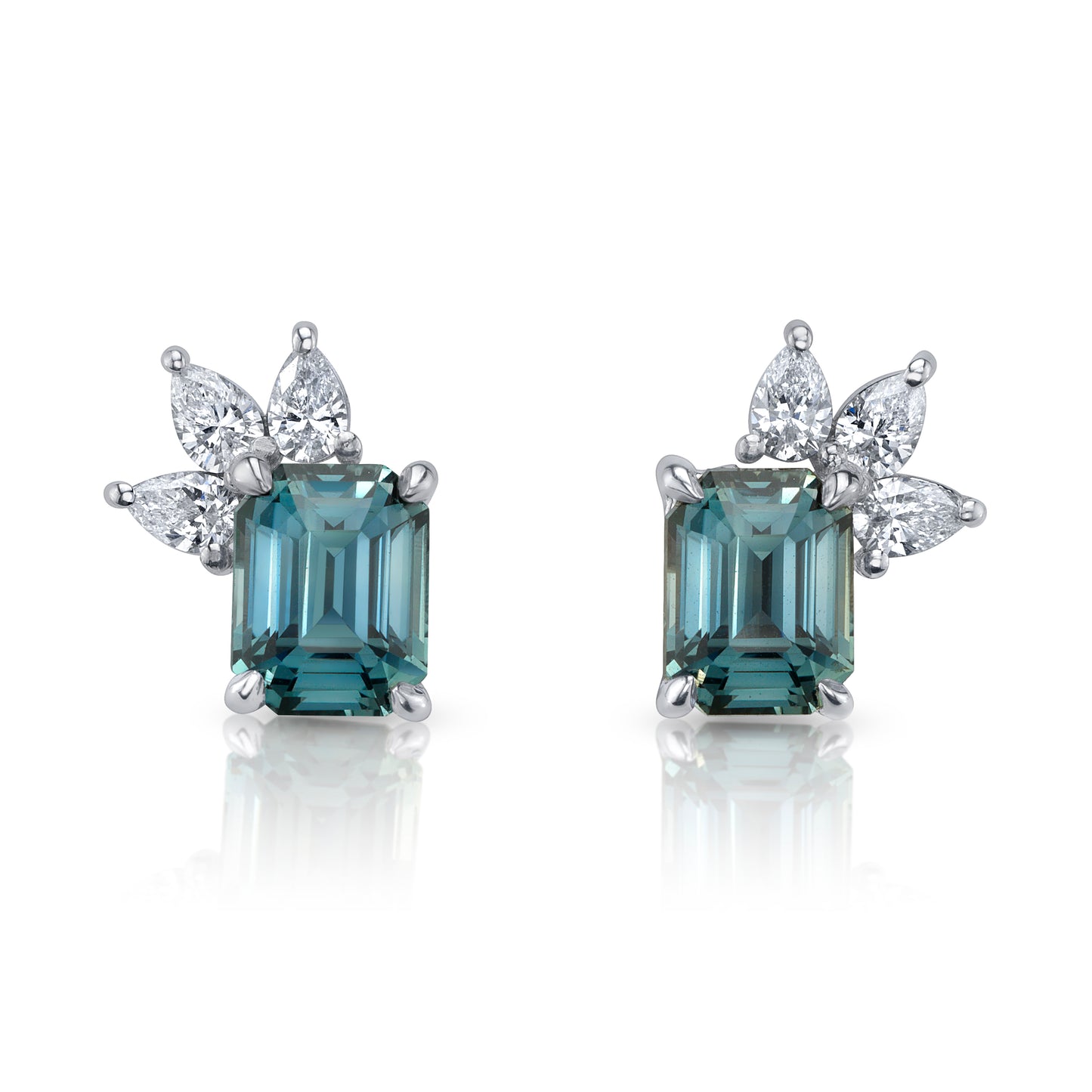 No Heat Sri Lanka Teal Sapphire Earrings