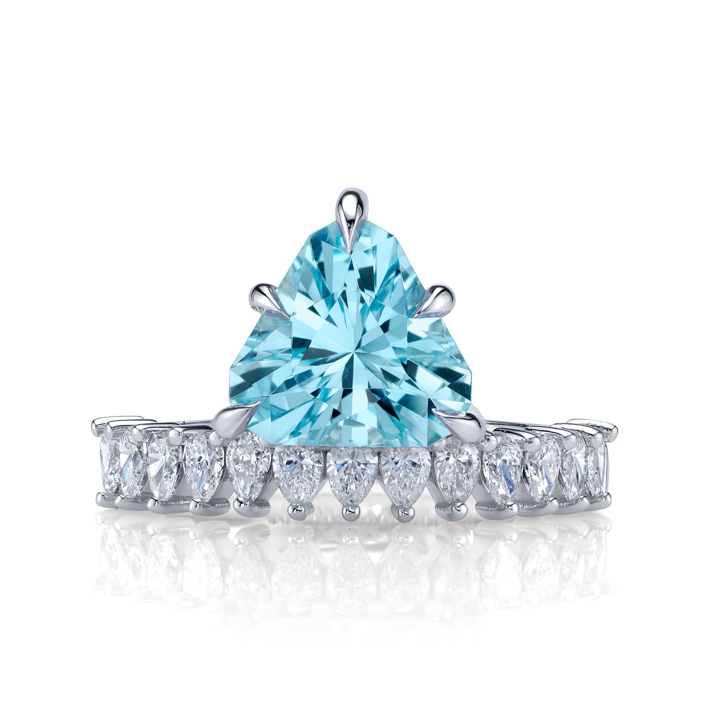 No Heat Brazilian Aquamarine Offset Ring