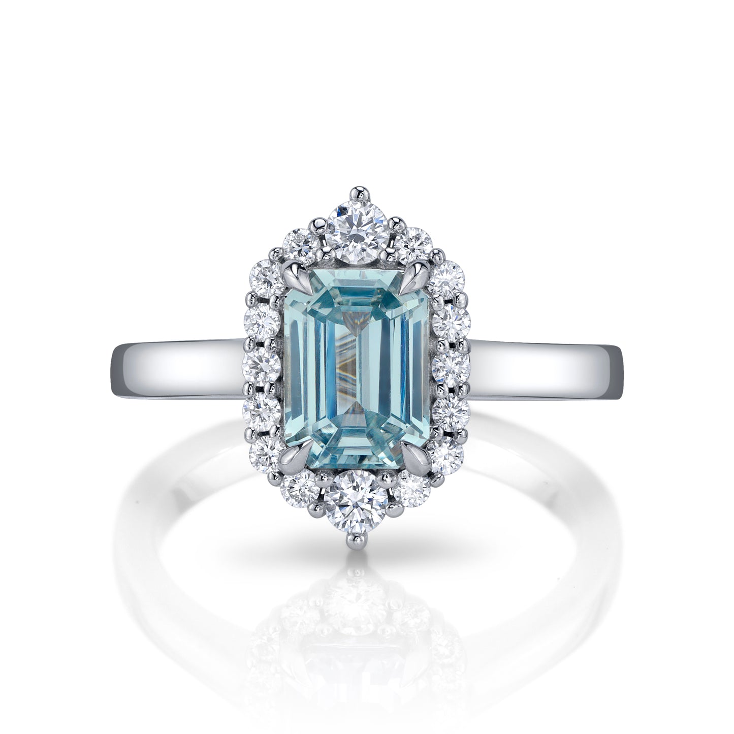 No Heat GIA Madagascar Light Bluish Green Sapphire Ring