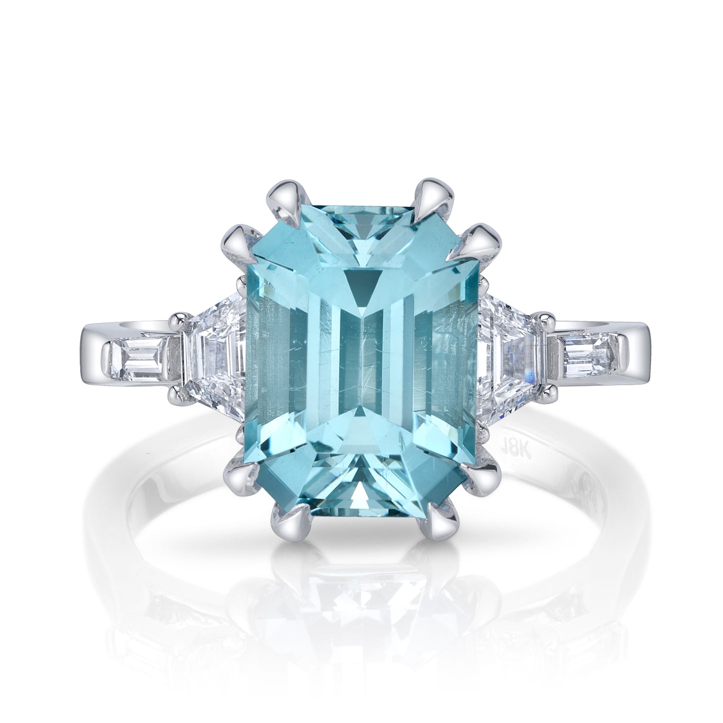 No Heat Nigerian Aquamarine Emerald Cut Ring