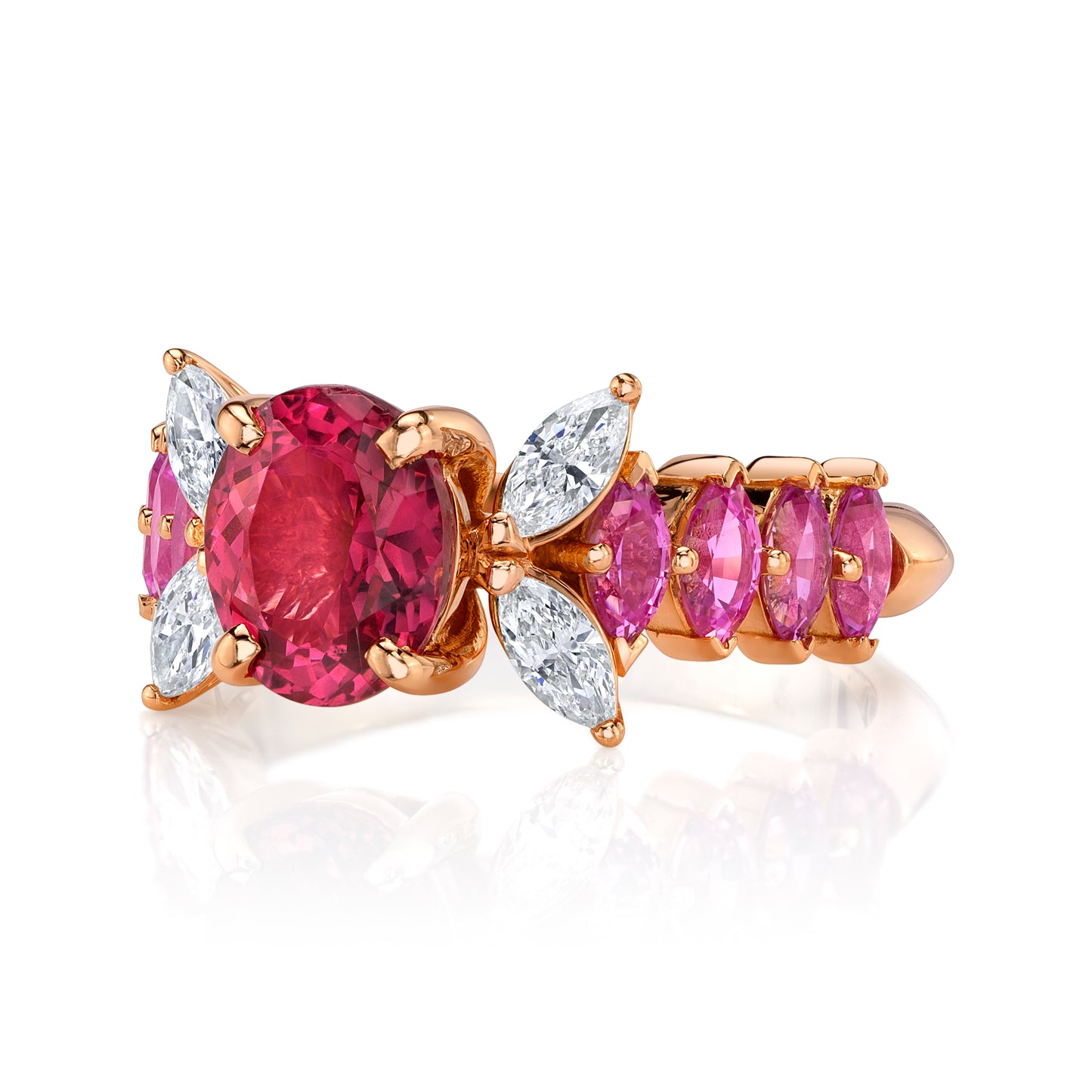 Untreated Oval Pink Spinel Ring