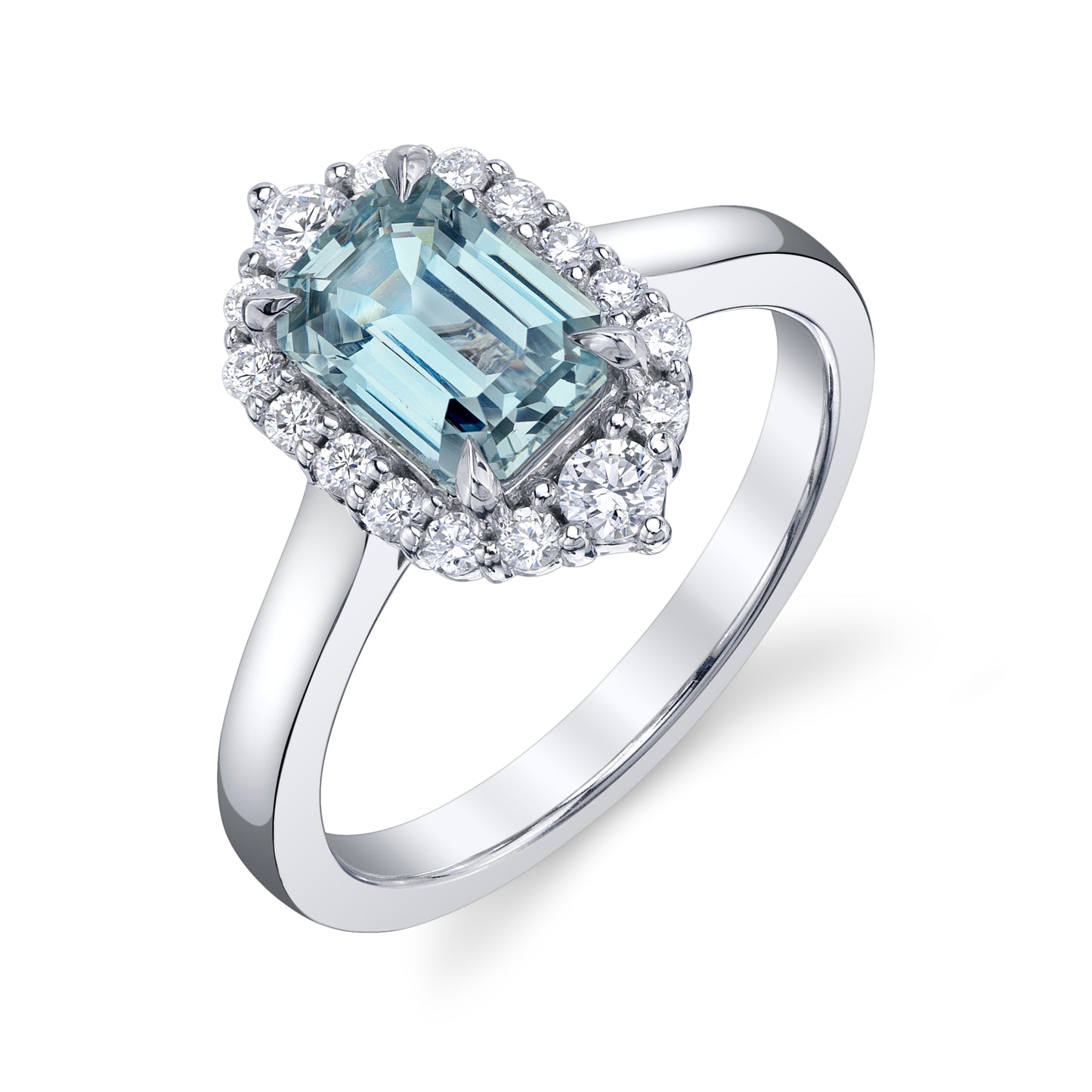 No Heat GIA Madagascar Light Bluish Green Sapphire Ring