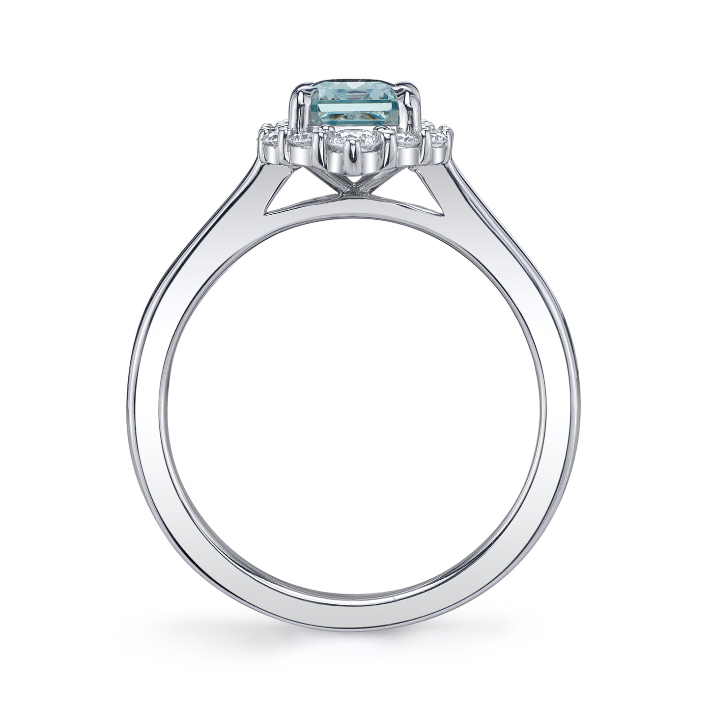 No Heat GIA Madagascar Light Bluish Green Sapphire Ring