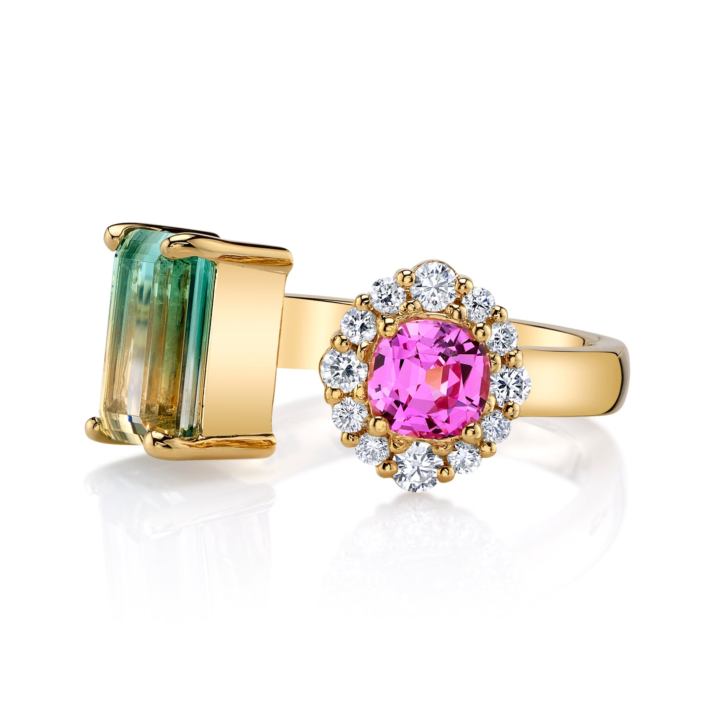 Untreated Bi-Color Tourmaline and No Heat Pink Sapphire Ring