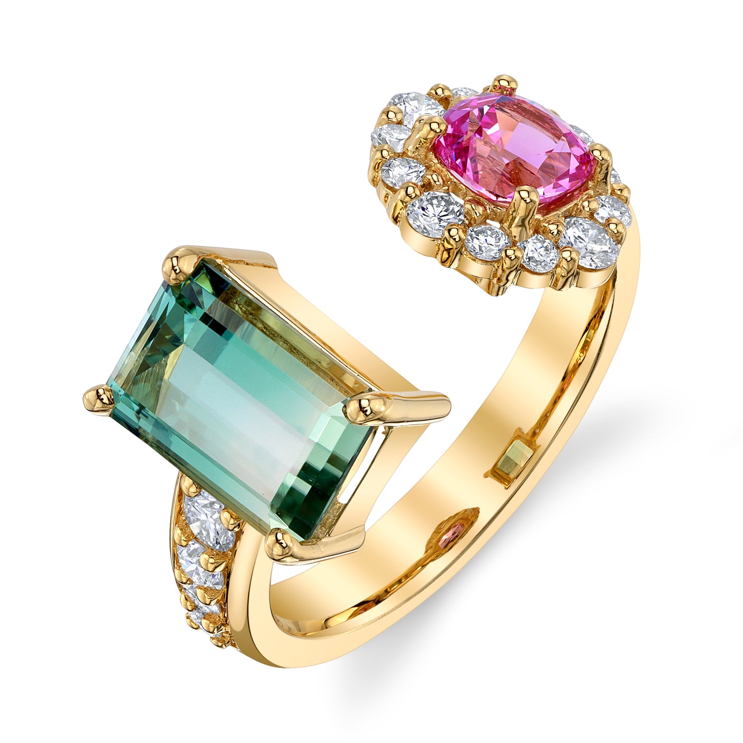 Untreated Bi-Color Tourmaline and No Heat Pink Sapphire Ring