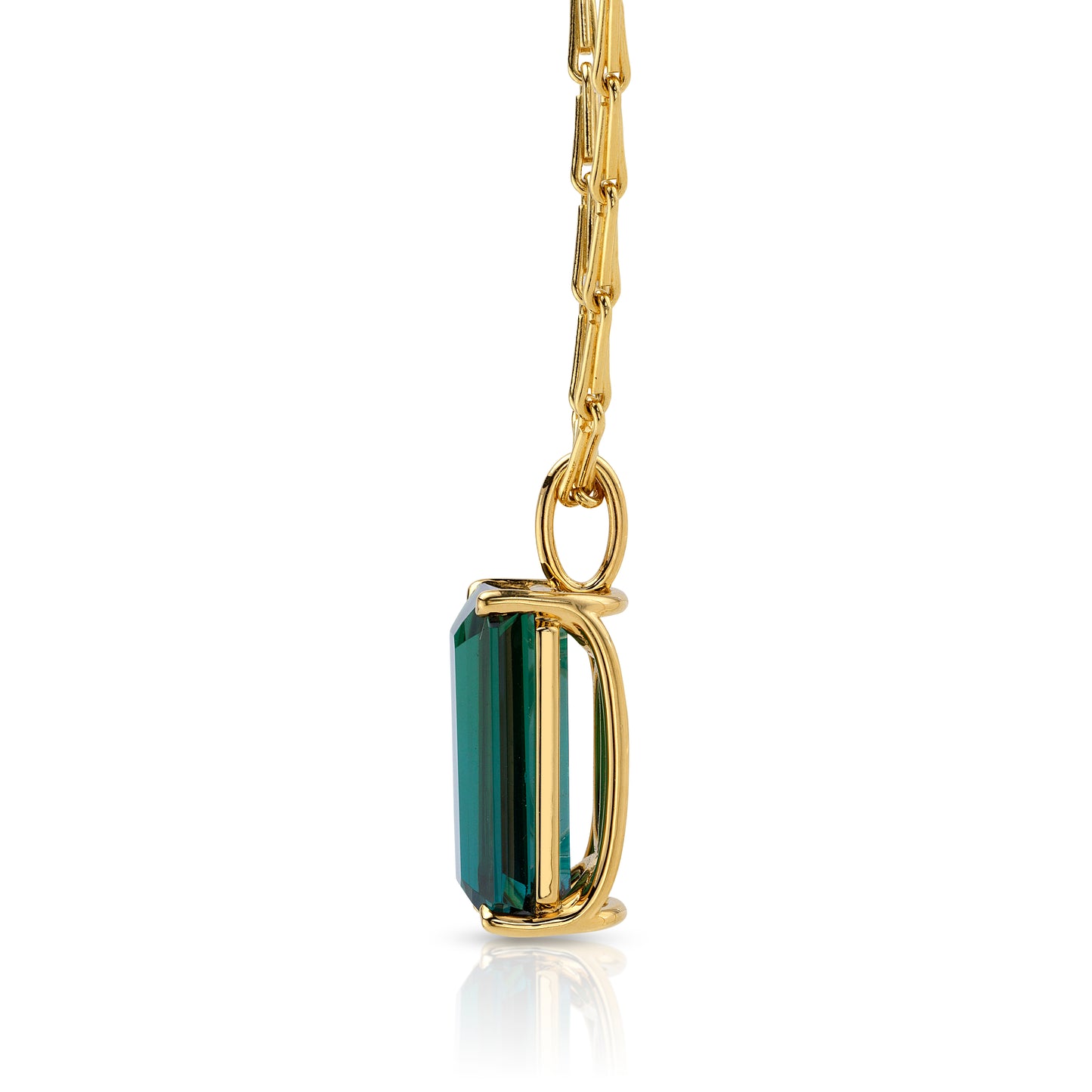 Untreated Emerald Cut Green Tourmaline Necklace