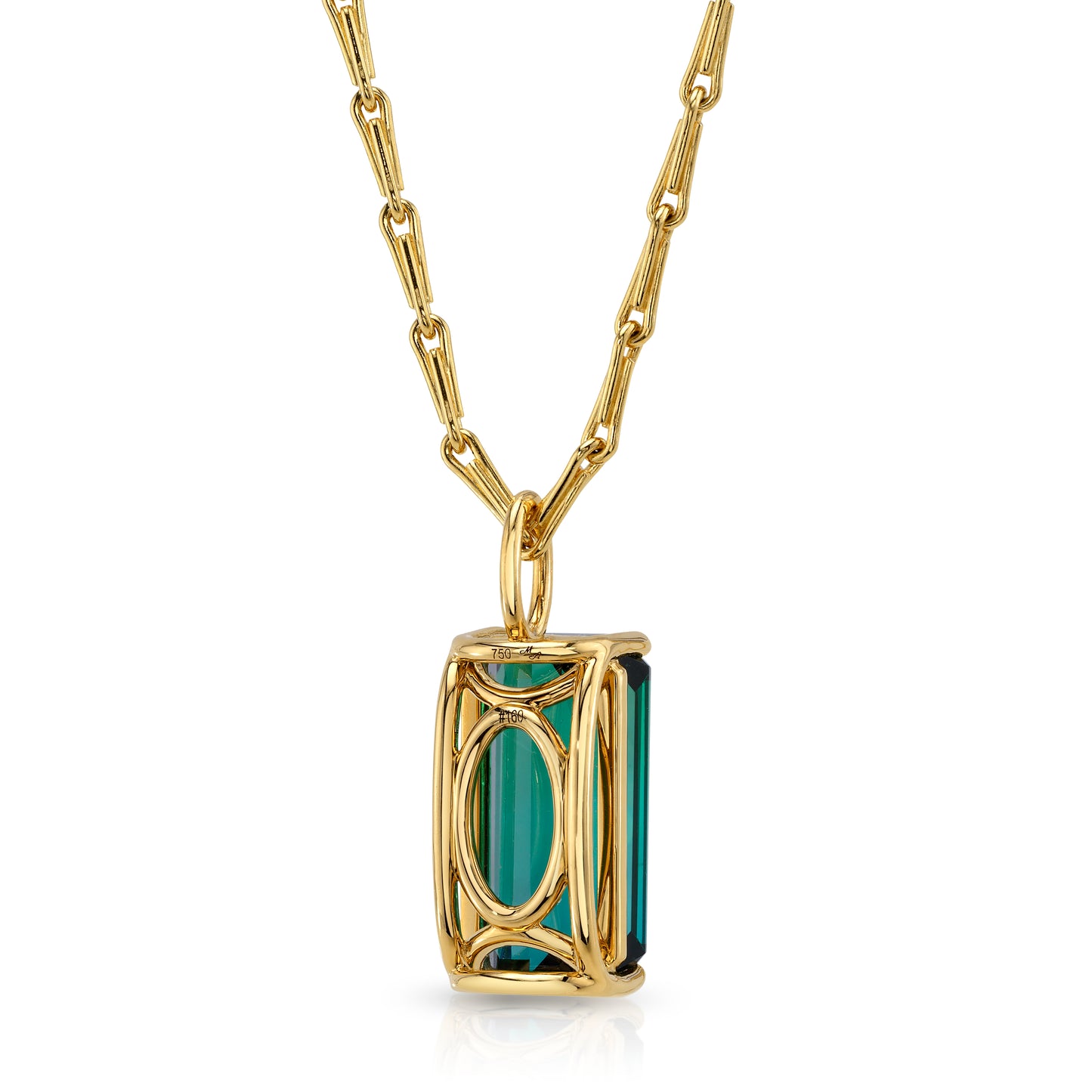Untreated Emerald Cut Green Tourmaline Necklace