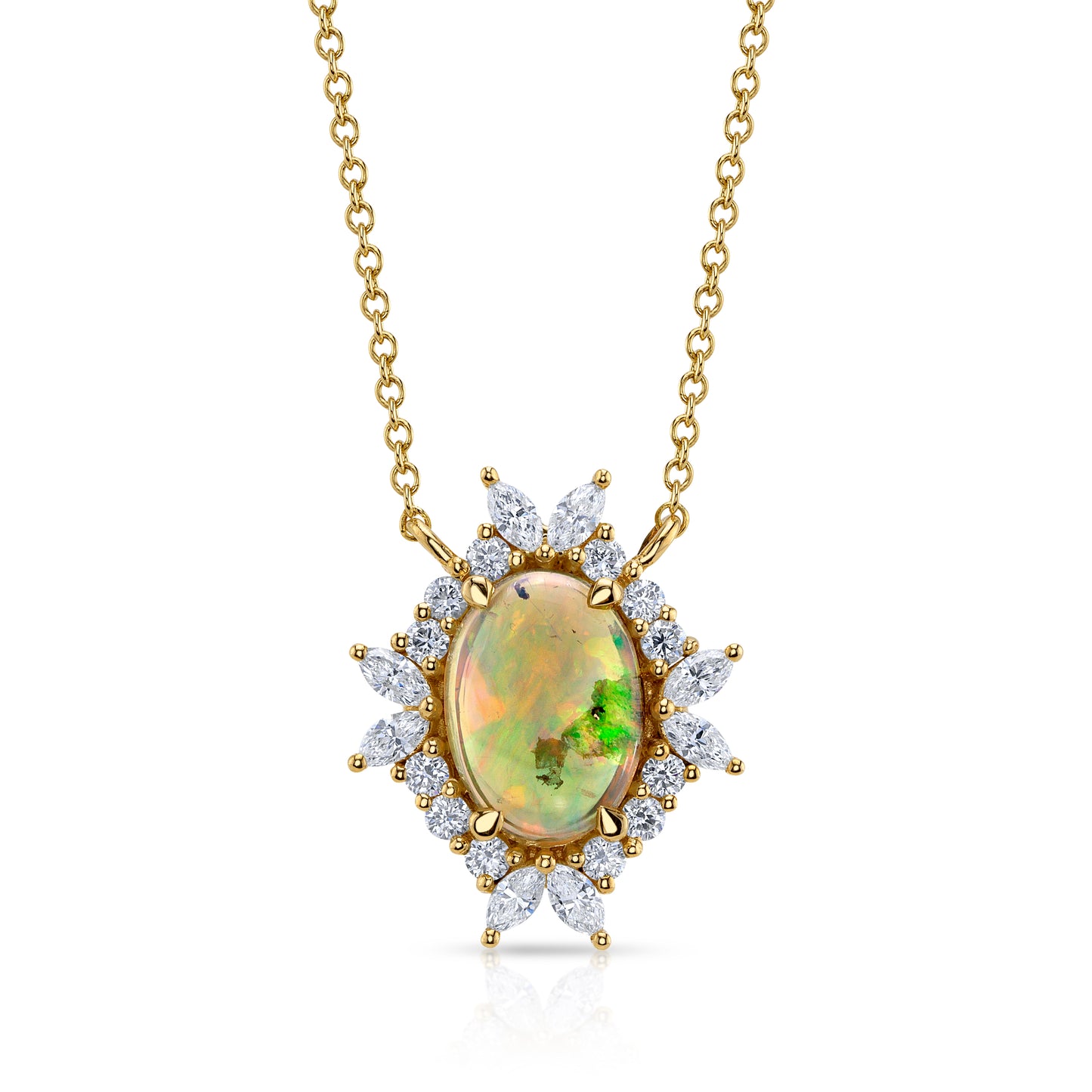 Natural Opal and Diamond Pendant