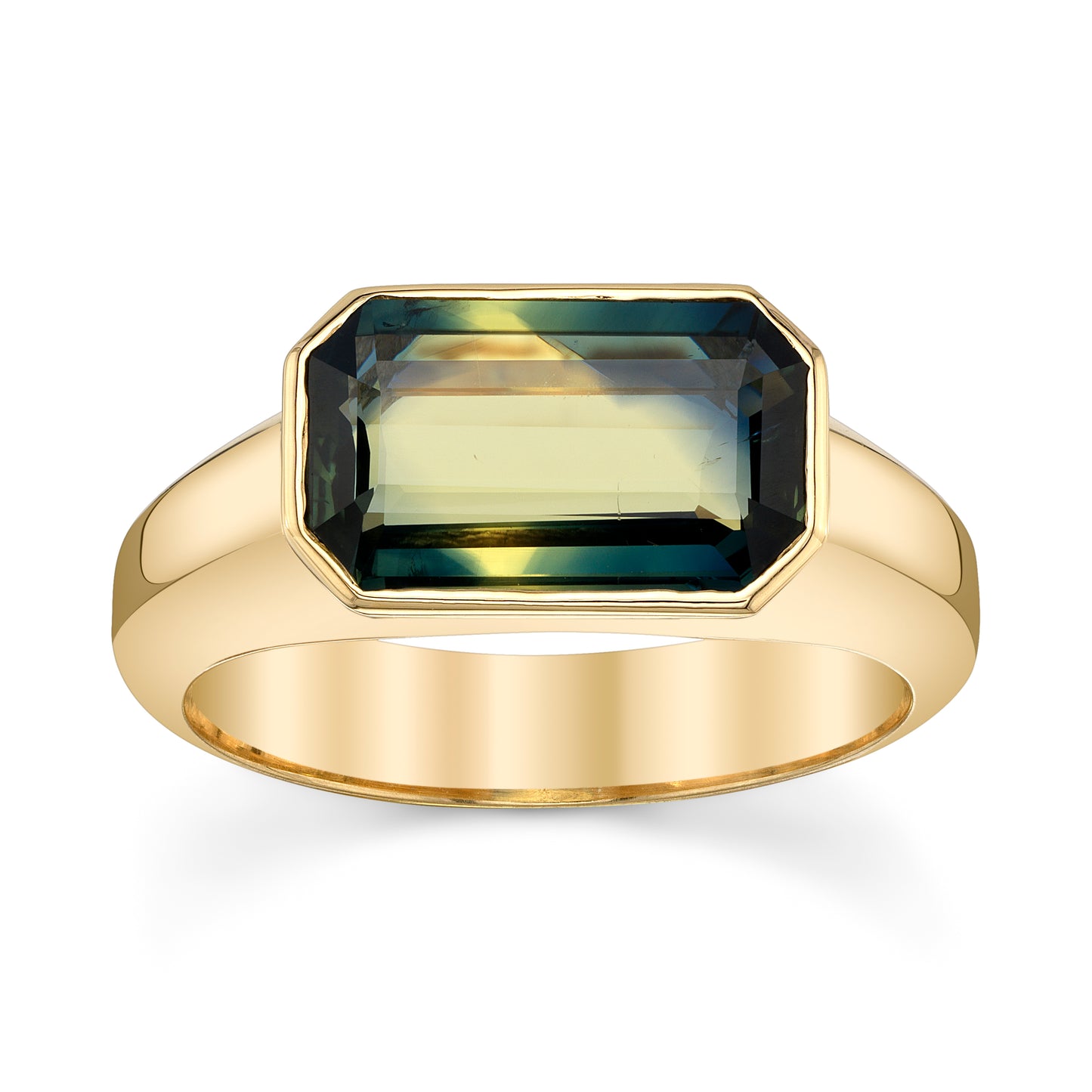 No Heat Parti Color Sapphire Signet Ring