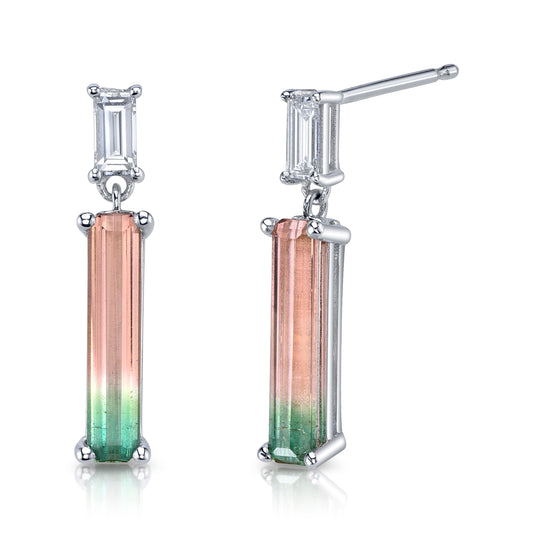 Untreated Brazilian Watermelon Tourmaline Dangle Earrings
