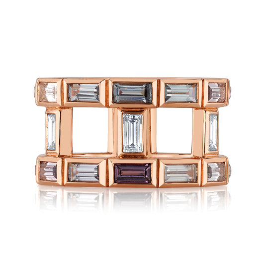 Untreated Multicolor Spinel Baguette Ring