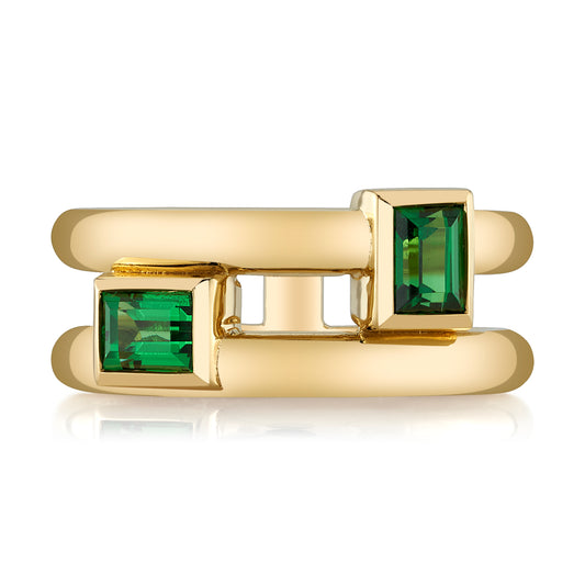 Untreated Tsavorite Garnet Baguette Pair Ring