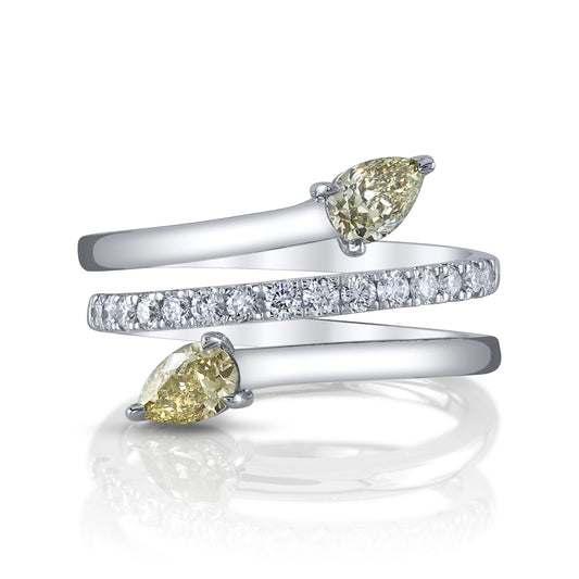 Natural Green Diamonds Bypass Ring