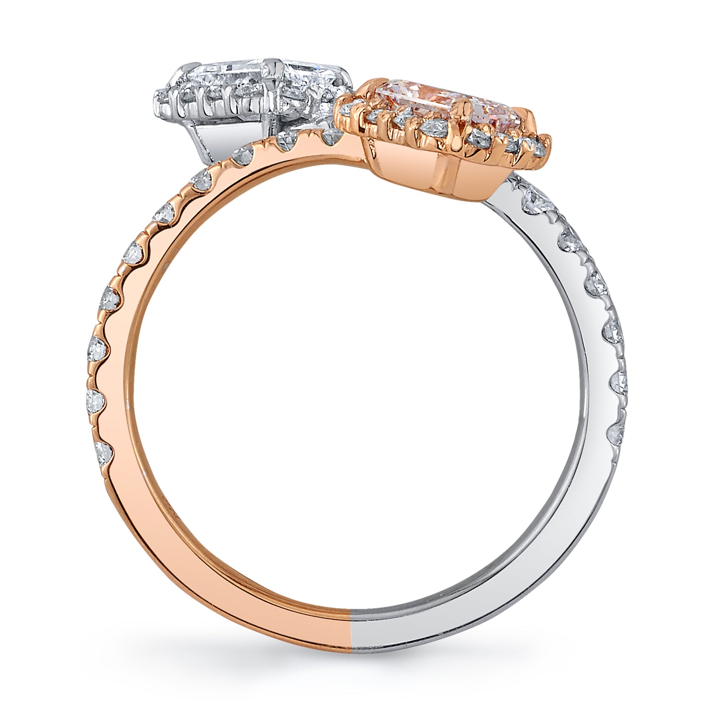 GIA White and Pink Diamond Bypass Ring