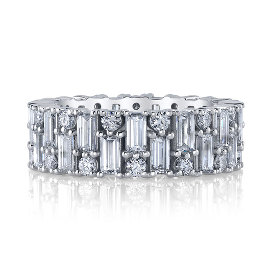 Baguette and Round Diamond Band Ring