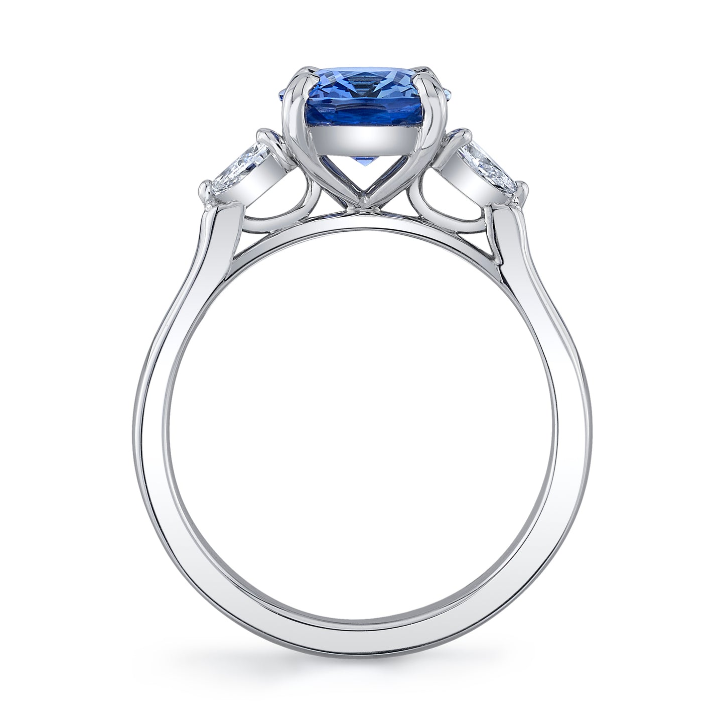 GIA No Heat Ceylon Sapphire Three Stone Ring