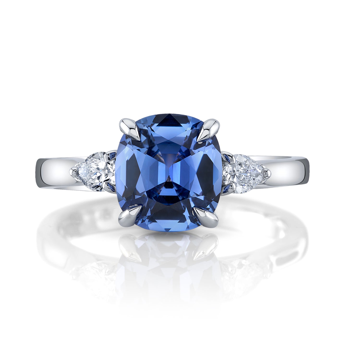 GIA No Heat Ceylon Sapphire Three Stone Ring