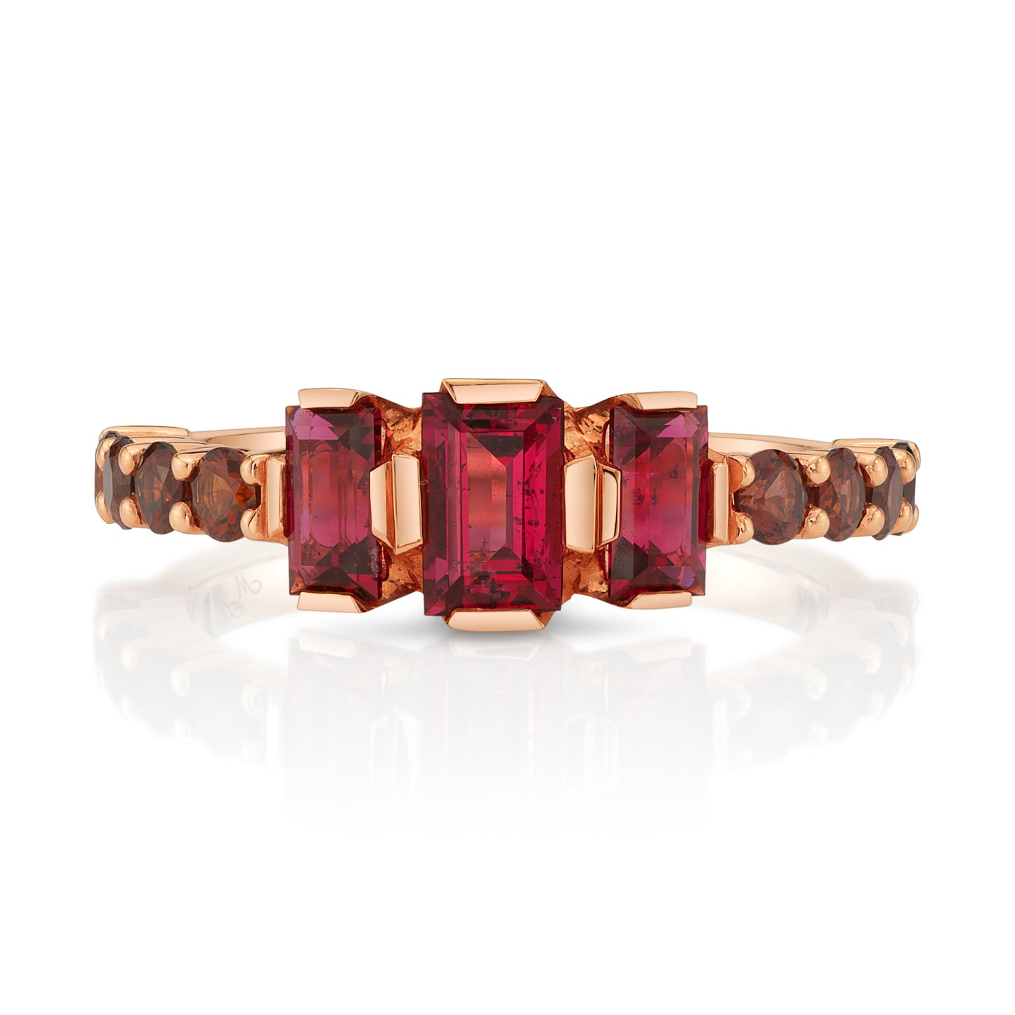 Untreated Red and Brownish Red Spinel Ring