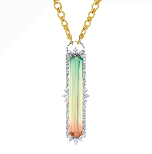 Untreated Watermelon Tourmaline Statement Necklace