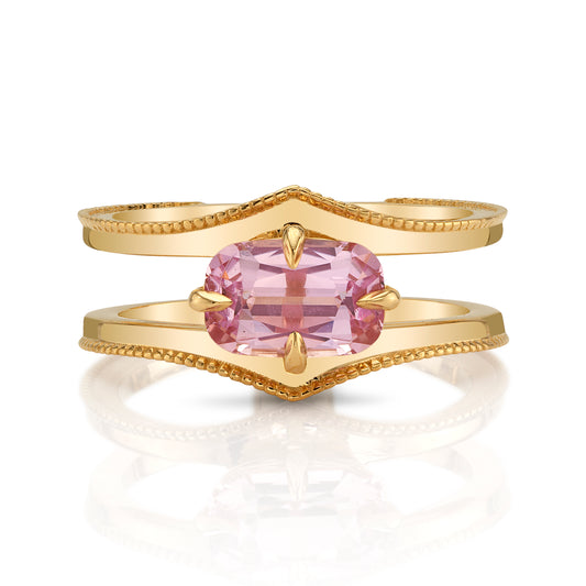 GIA No Heat Elongated Cushion Pink Sapphire Ring