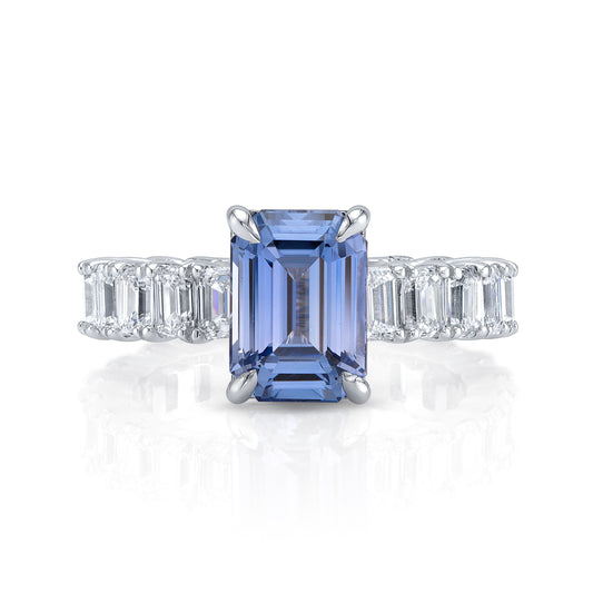 GIA No Heat Emerald Cut Sapphire Ring