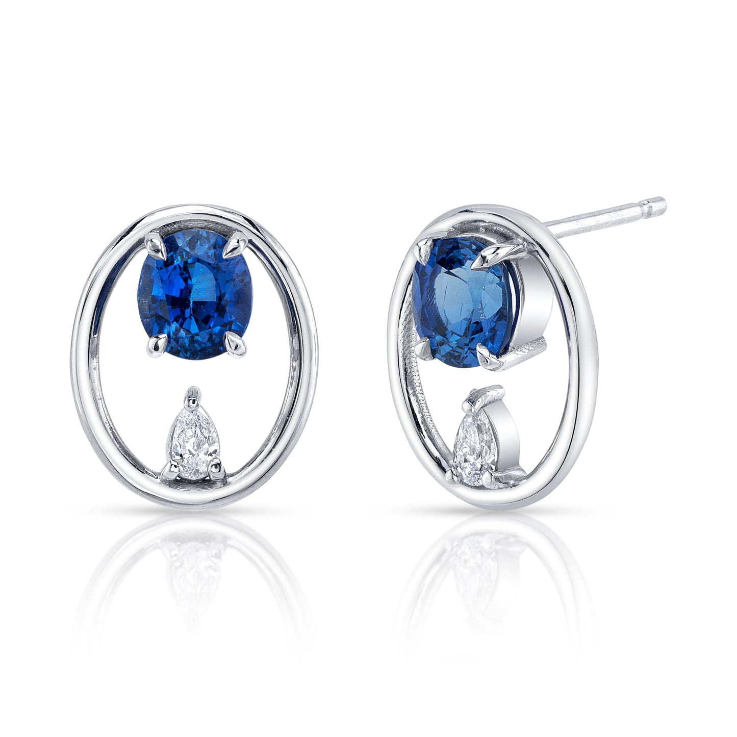 No Heat Blue Sapphire Oval open earrings