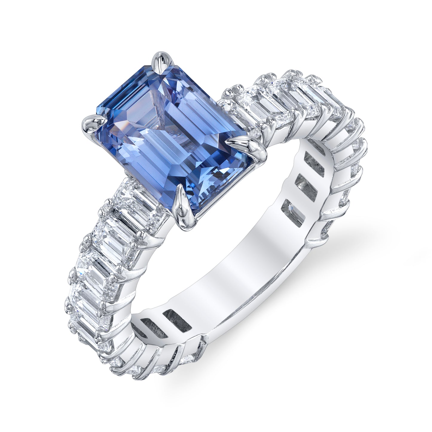 GIA No Heat Emerald Cut Sapphire Ring