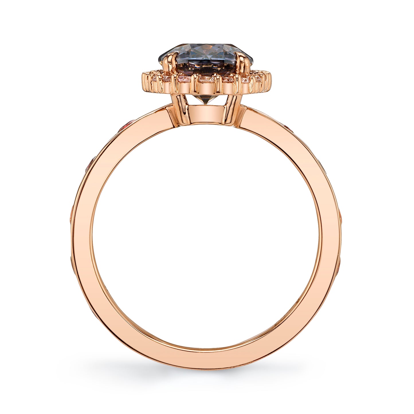 Untreated Burmese Spinel Ring with Pink Diamond Halo