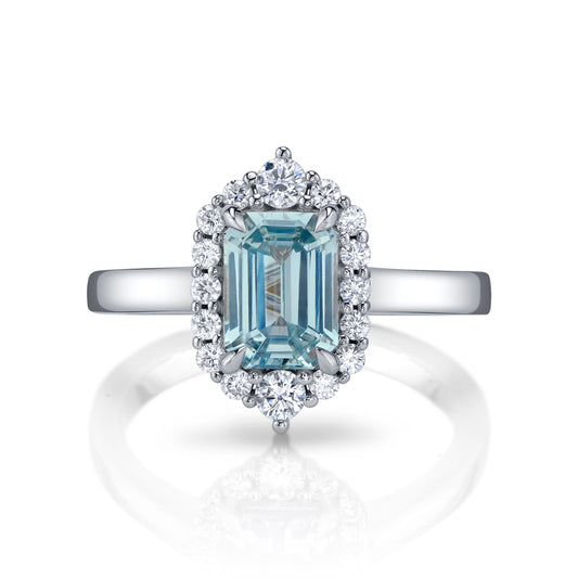 No Heat GIA Madagascar Light Bluish Green Sapphire Ring