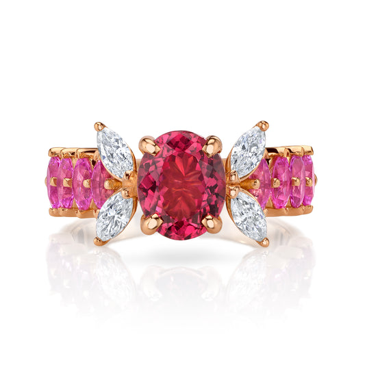 Untreated Oval Pink Spinel Ring