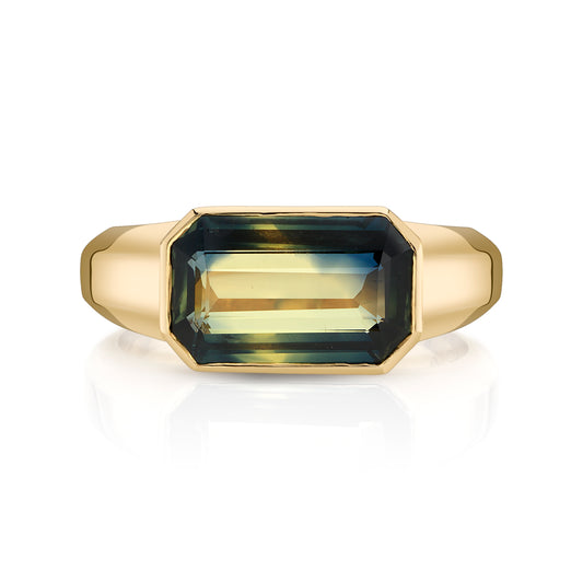 No Heat Parti Color Sapphire Signet Ring